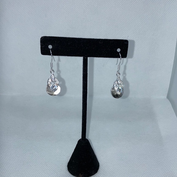 Earring & Necklace Set w/ Sterling Silver, 1 Round Cut Swarovski Crystal J84 - Picture 2 of 14